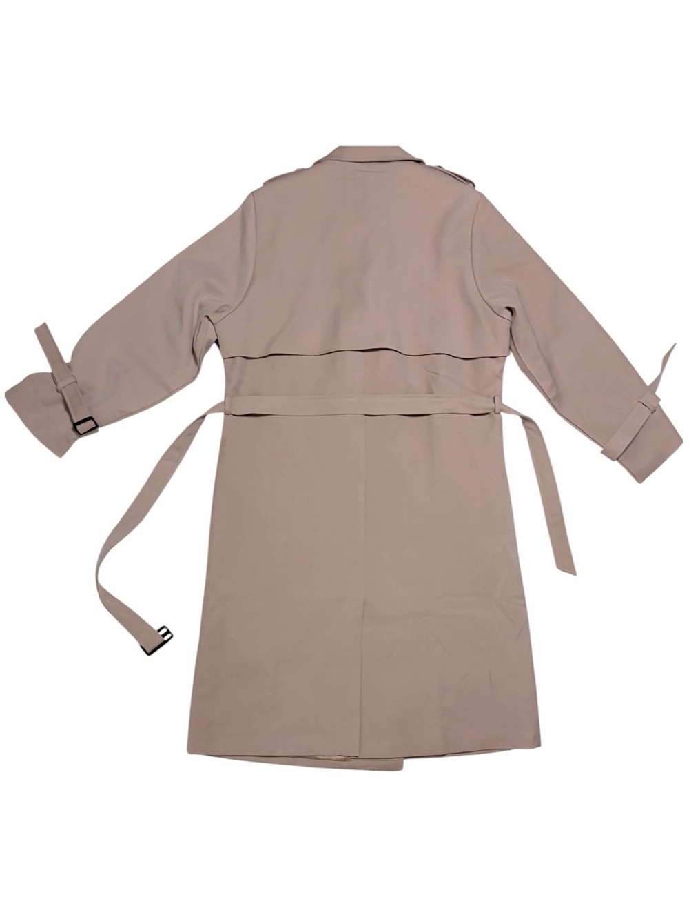 new Classic Double-Breasted Belted Long Camel Trench Coat, Full-Length Overcoat - Picture 8 of 16